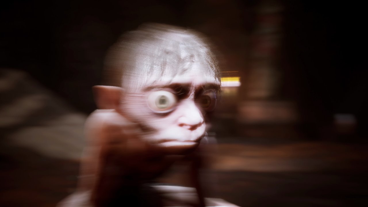 Ein verschwommenes Bild eines traurig dreinschauenden Gollum.
