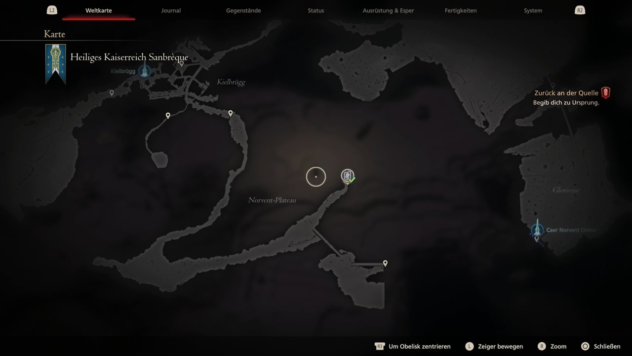 Eine Karte mit dem Fundort des Chronolithen von Ramuh