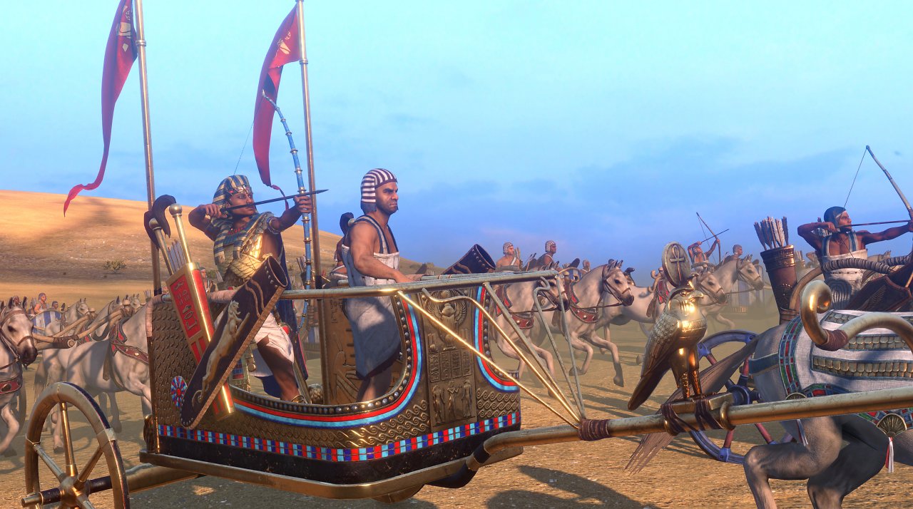 Krieger und der Pharao auf einem Streitwagen