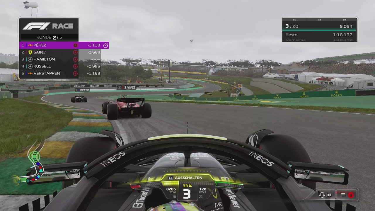 Gameplay aus F1 23, Brasilien GP (Lewis Hamilton, Mercedes)