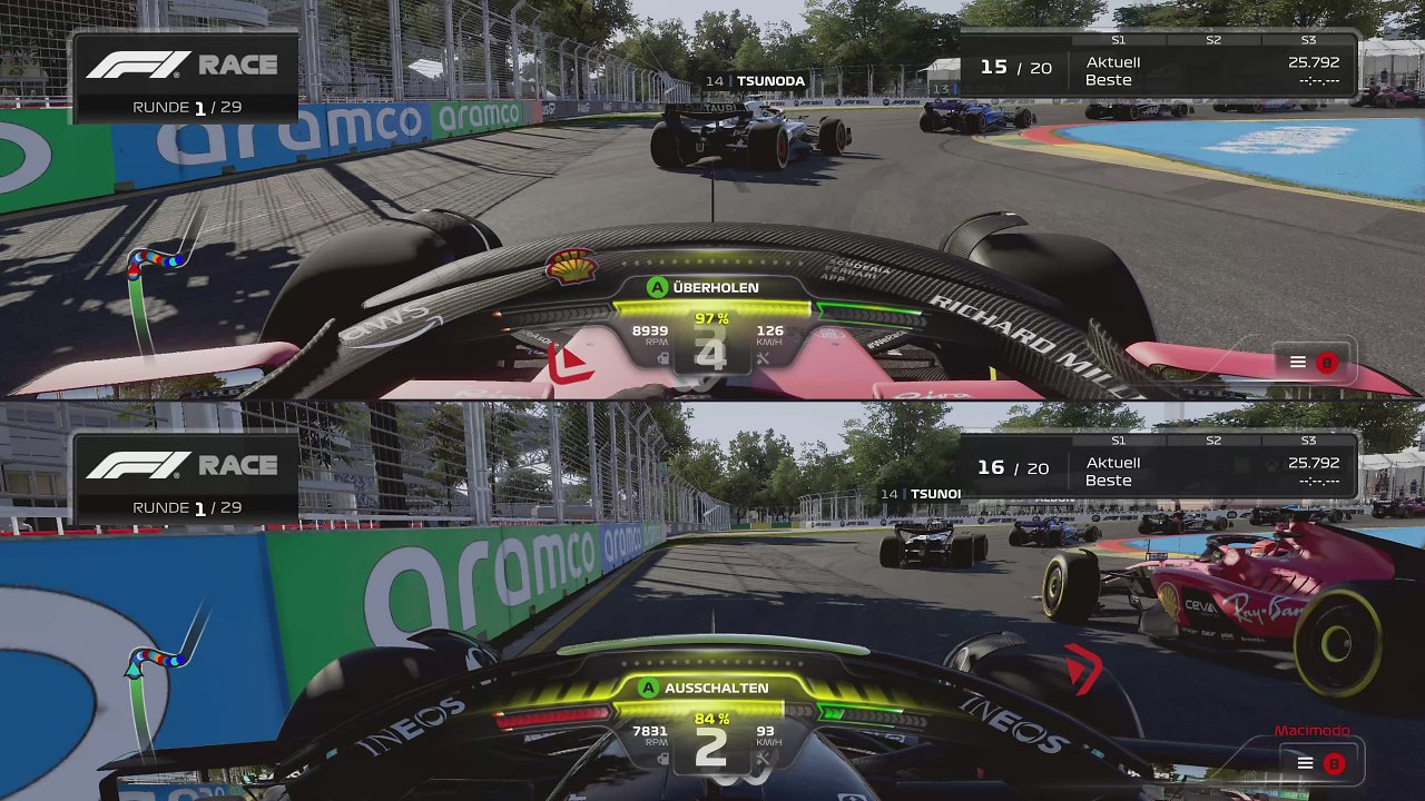 Splitscreen-Gameplay aus F1 23