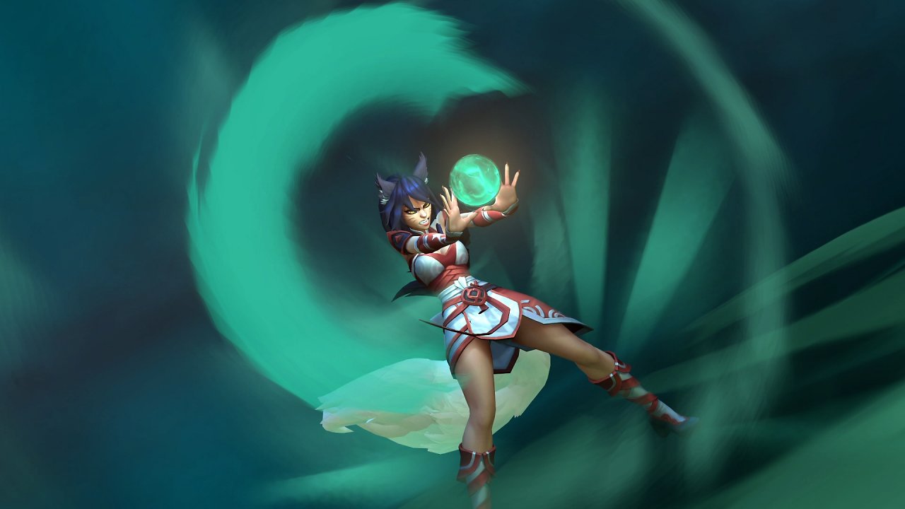 Zauberin Ahri bereit zum Kampf.