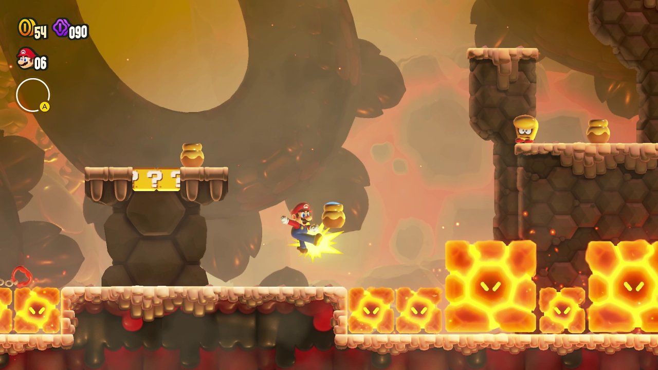 Mario zwischen Flammenblöcken