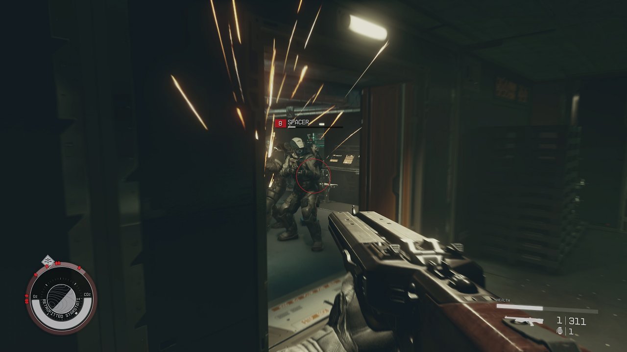 Der Infanteriekampf mit einer Shotgun gegen Weltraum-Banditen.