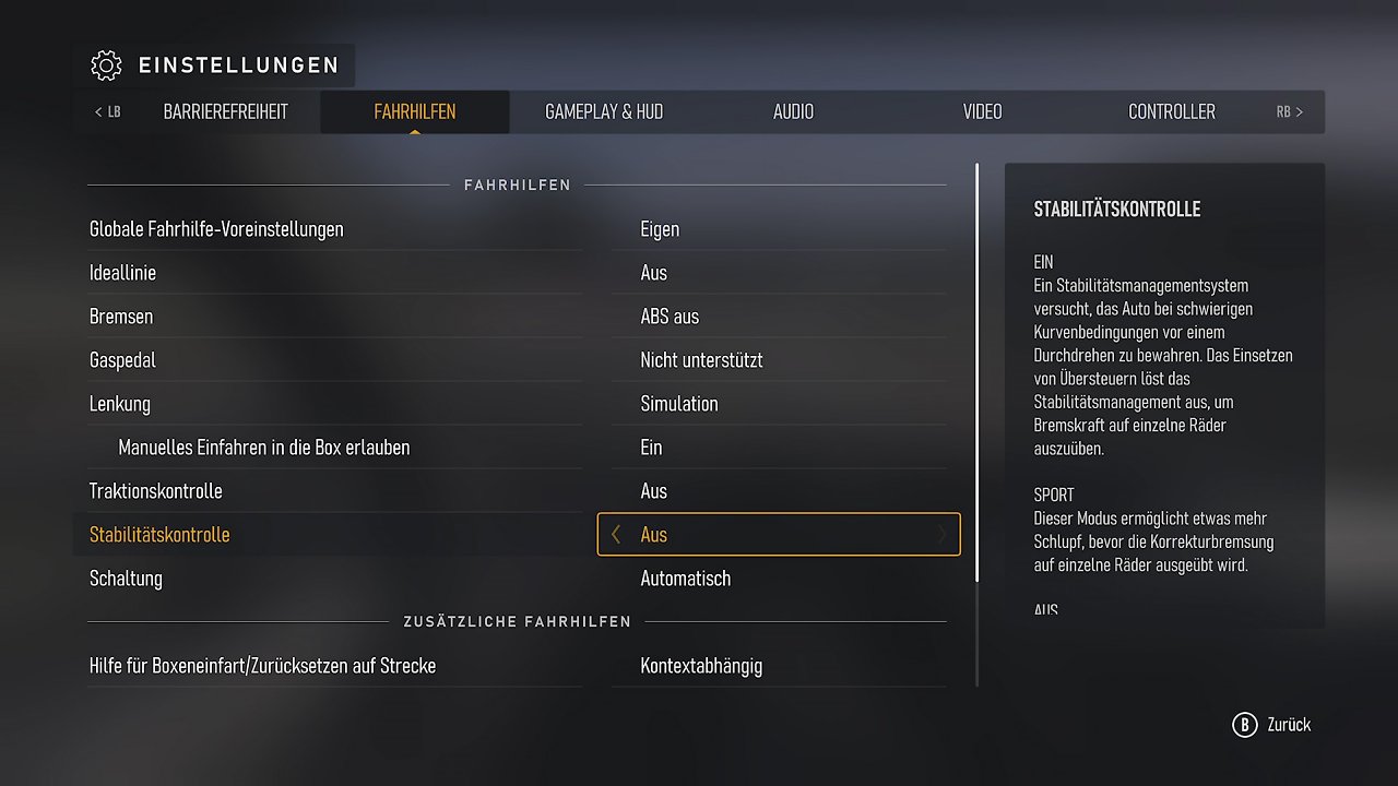 Forza Motorsport bietet natürlich viele Fahrhilfen und Einstellungsmöglichkeiten, diesmal sogar mehr als in der Vergangenheit - löblich.