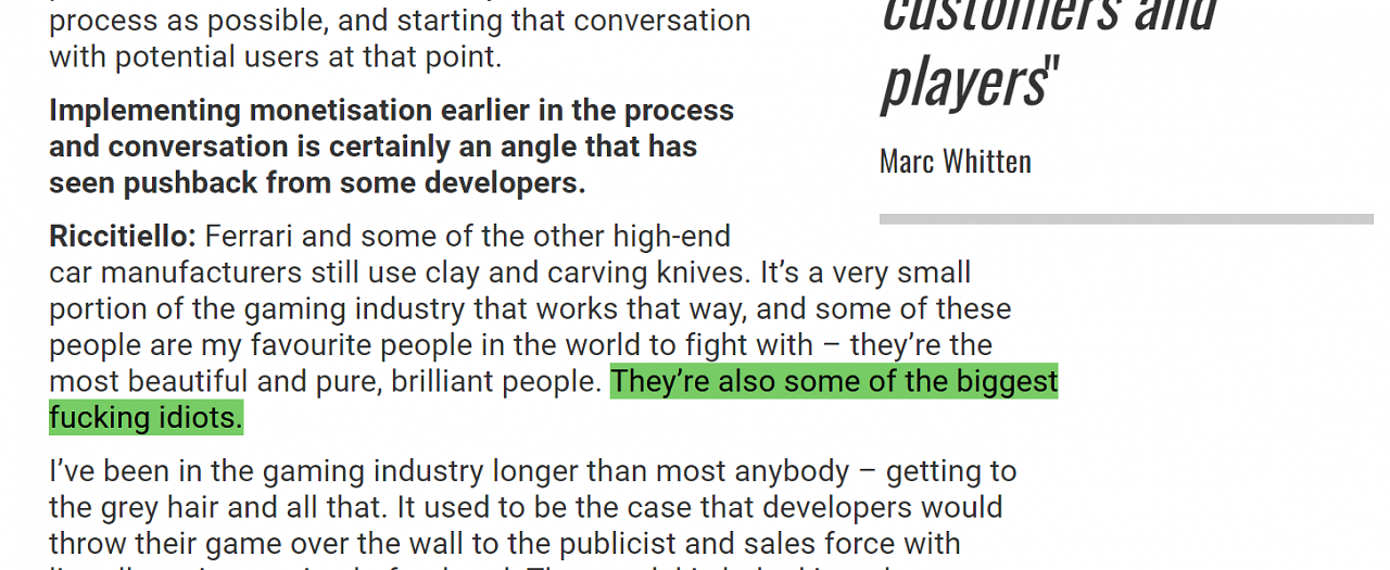 Ausschnitt aus Interview mit Pocketgamer