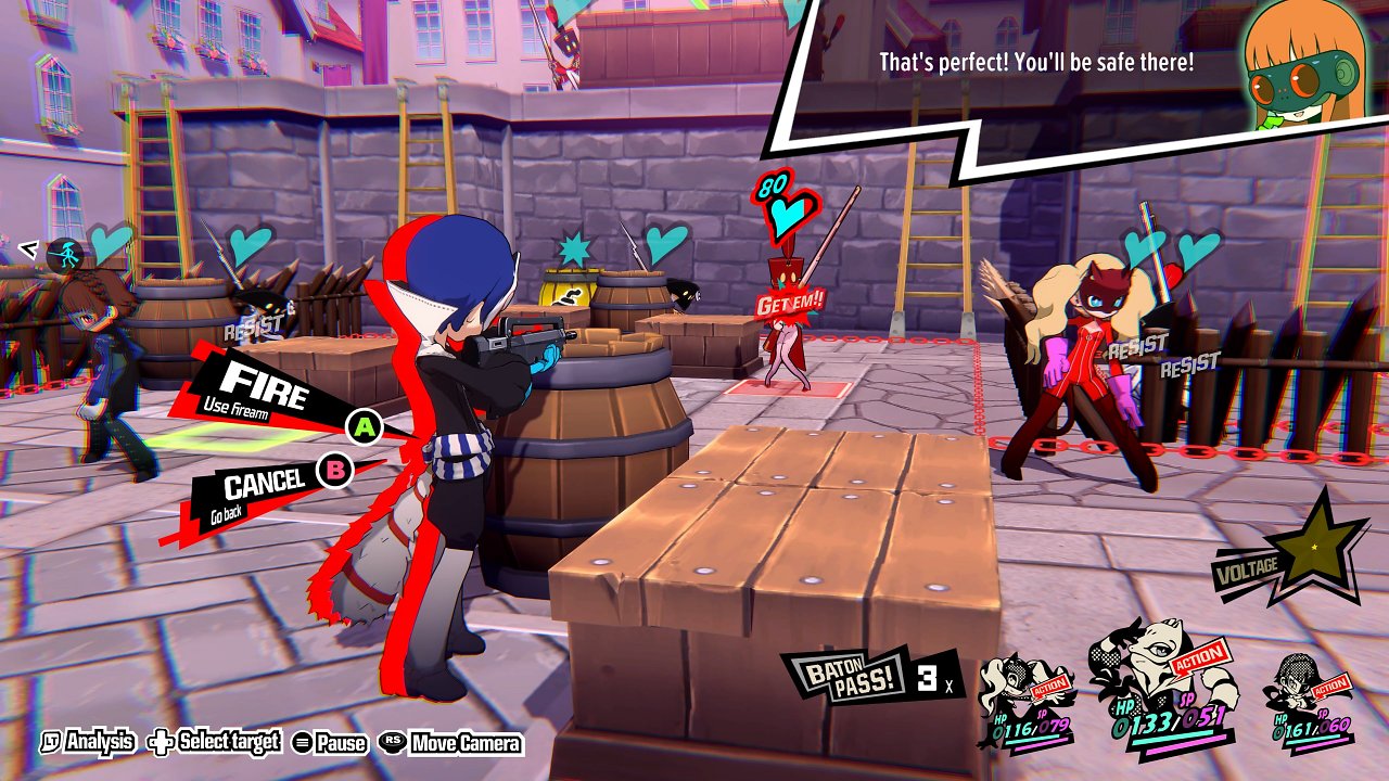 Das Kampfmenü aus Persona 5 Tactica.
