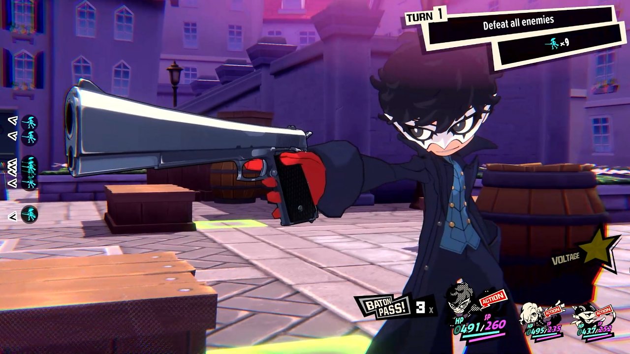 Chibi-Joker hält seine Waffe.