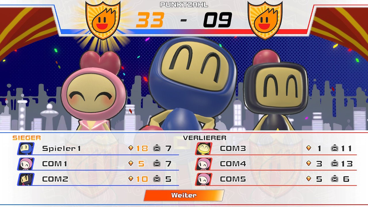 Der Ergebnisbildschirm nach dem Sieg eines Teams im Grand-Prix-Modus