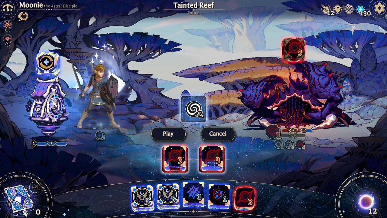 Der Kampfbildschirm in Astrea: Six Sided-Oracles, in den Link aus The Legend of Zelda platziert wurde.