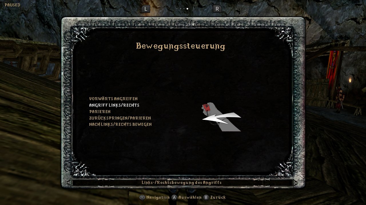 Beschreibung der Bewegungssteuerung im Spielmenü