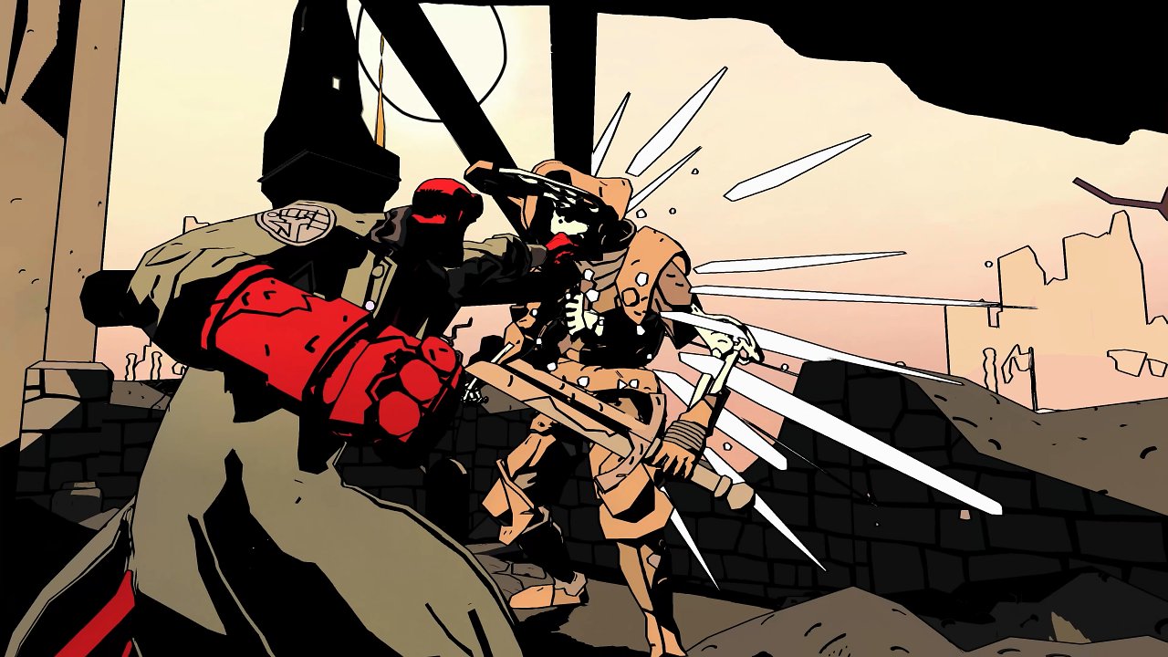 Hellboy schlägt auf einen Gegner ein.