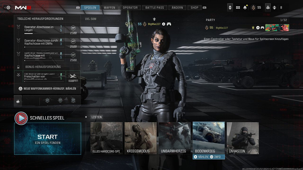 Das Multiplayer-Menü von Modern Warfare 3