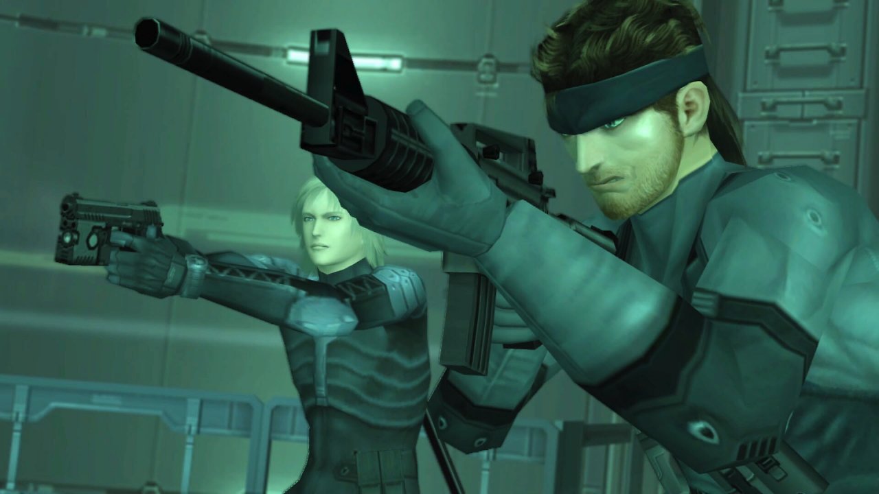Snake und Raiden zücken ihre Waffen.