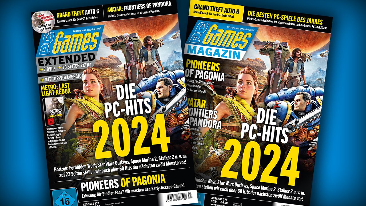 Die beiden Heftvarianten der PC Games 02/24
