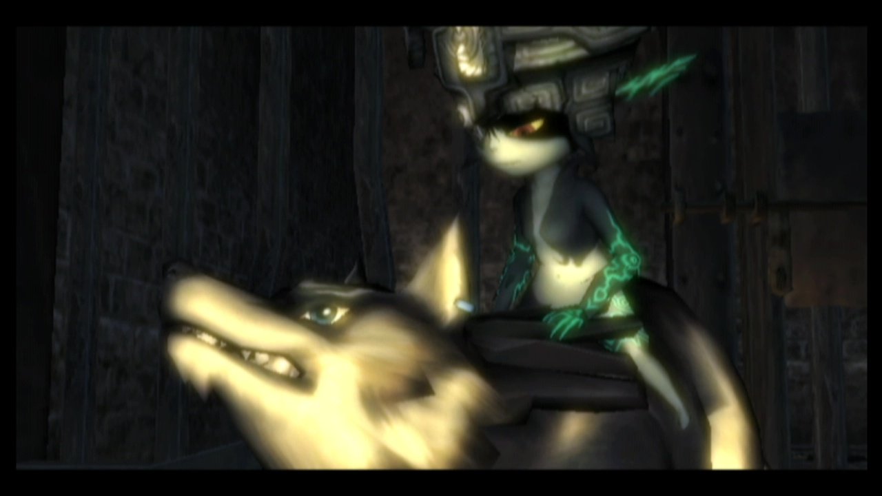 Midna sitzt auf dem Rücken von Link ins seiner Wolfsgestalt.
