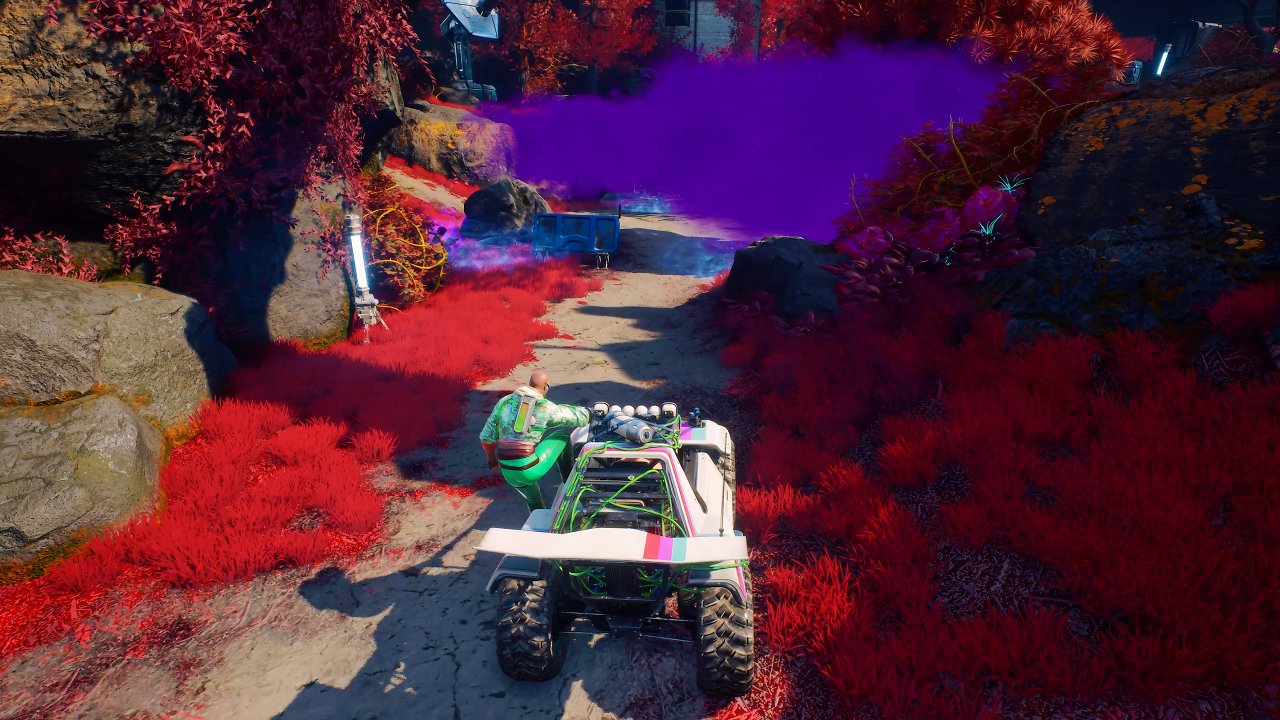 Spieler düsen mit Buggy über die Map