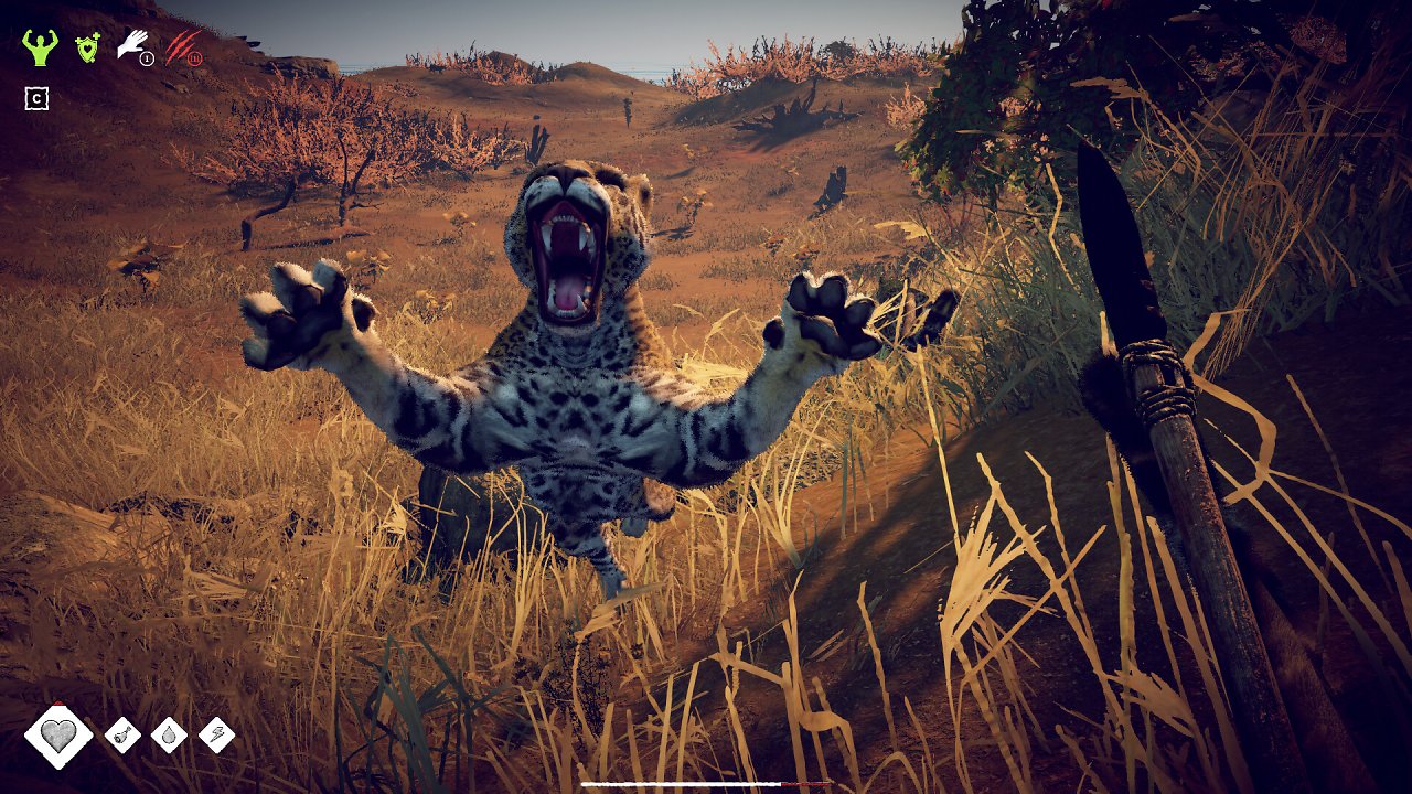 Der Spieler wird von einer Wildkatze angegriffen