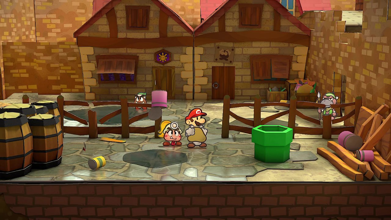 Mario und Gumbas in Paper Mario Switch