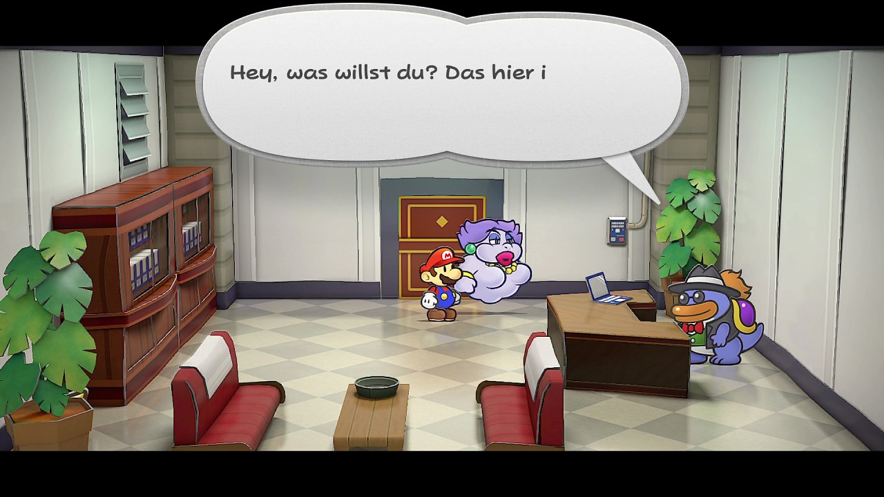 Mario unterhält sich mit Clubbone in seinem Büro