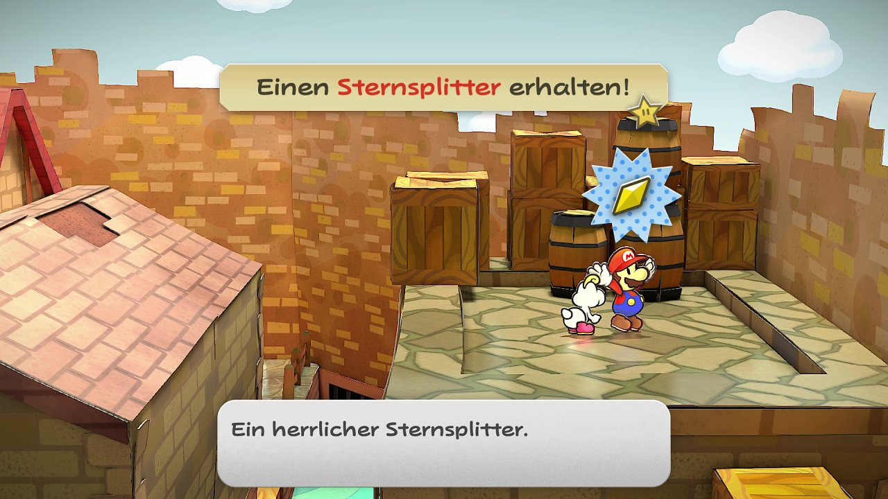 Mario findet einen Sternsplitter hinter einem Haus in Rohlingen
