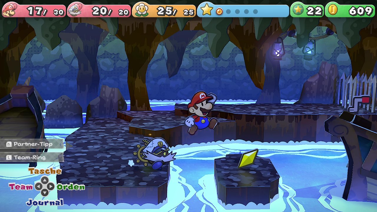 Mario findet einen Sternsplitter in der Piratenhöhle