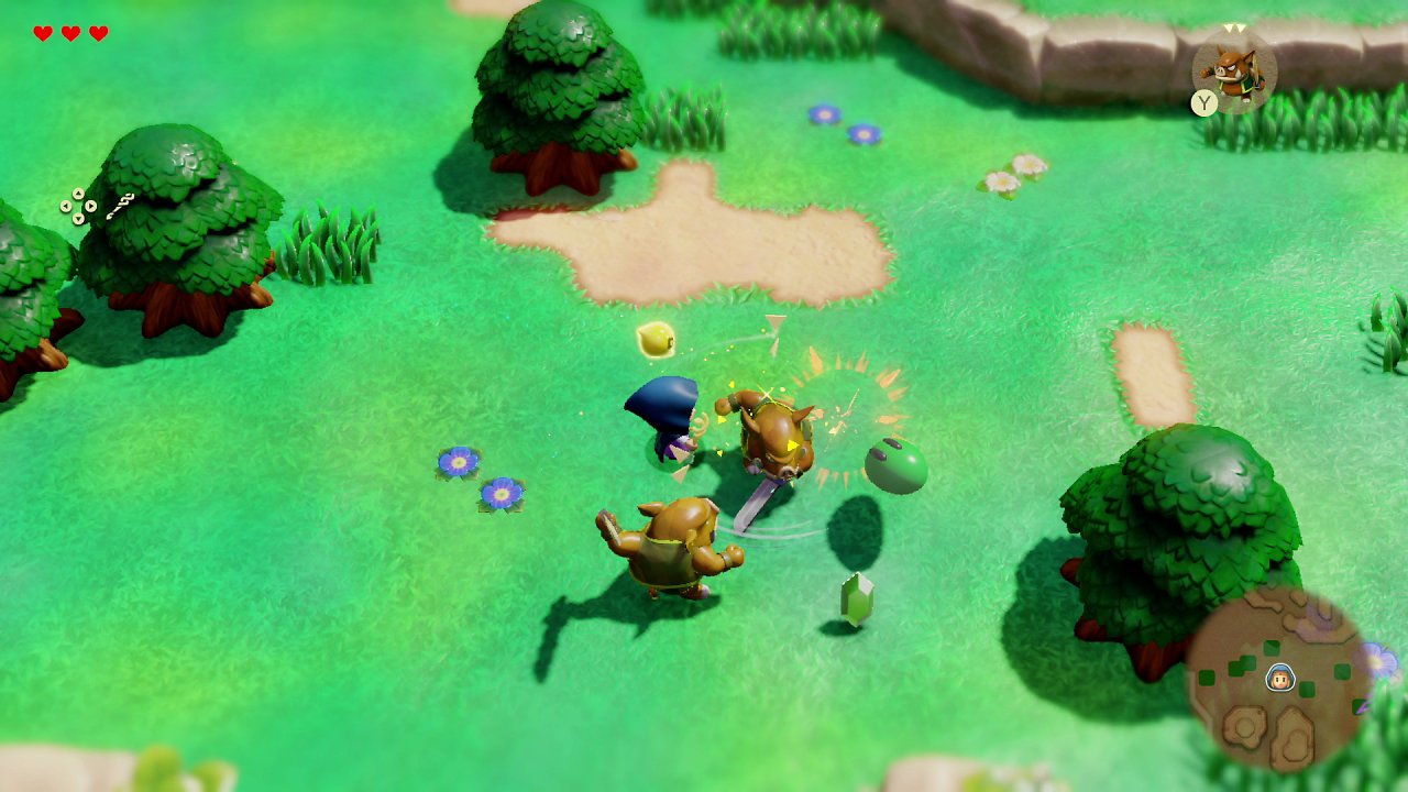 Zelda nutzt zwei Moblin-Echos gegen Schleim-Gegner.