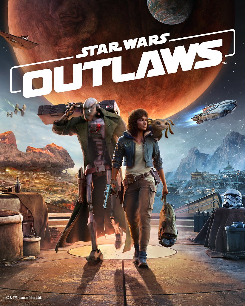 Das Keyart mit zwei Figuren aus Star Wars Outlaws