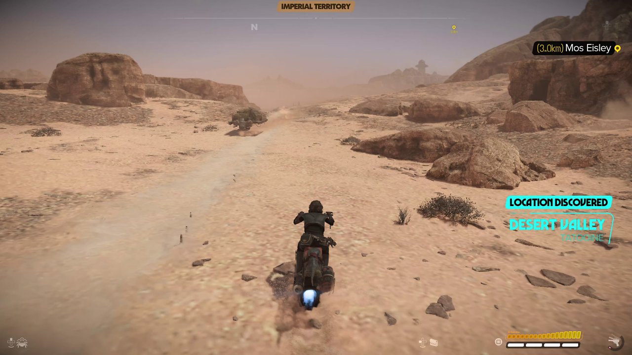 Kay auf dem Speeder auf Tatooine