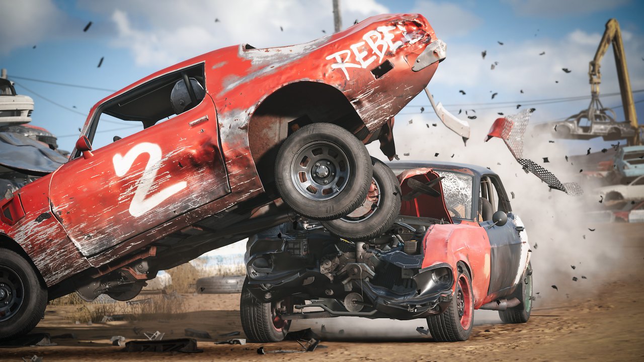 Ein Auto fährt einem anderen ins Heck in Wreckfest 2