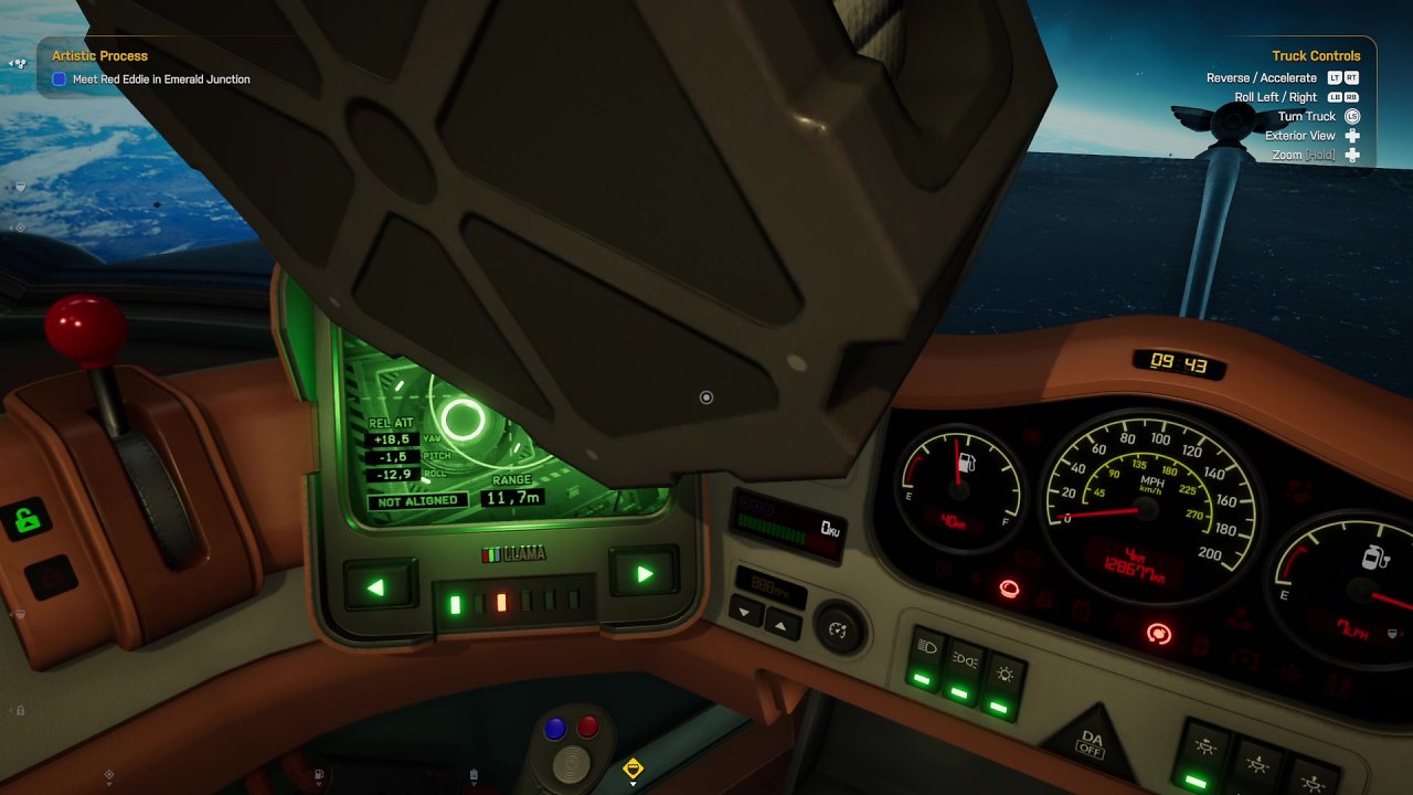 Eine Szene aus dem Videospiel "Star Trucker"