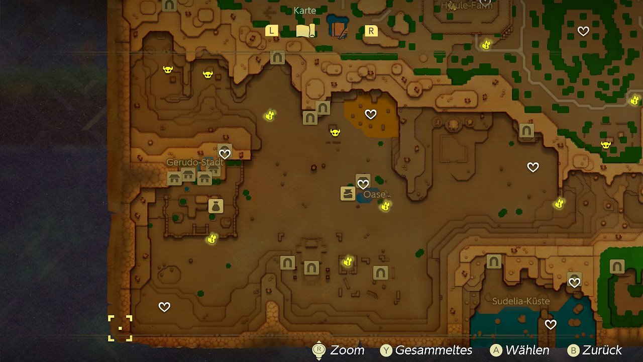 Zelda Echoes of Wisdom Karte Herzteile Gerudo