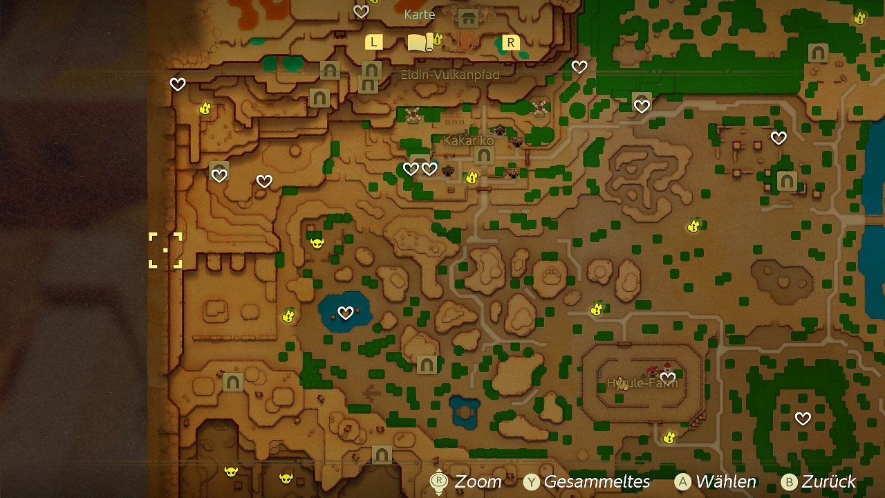 Zelda Echoes of Wisdom Karte Herzteile Hyrule West