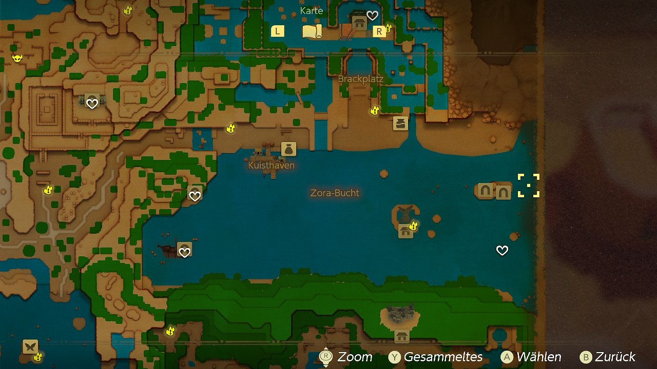 Zelda Echoes of Wisdom Karte Herzteile Jabu süd