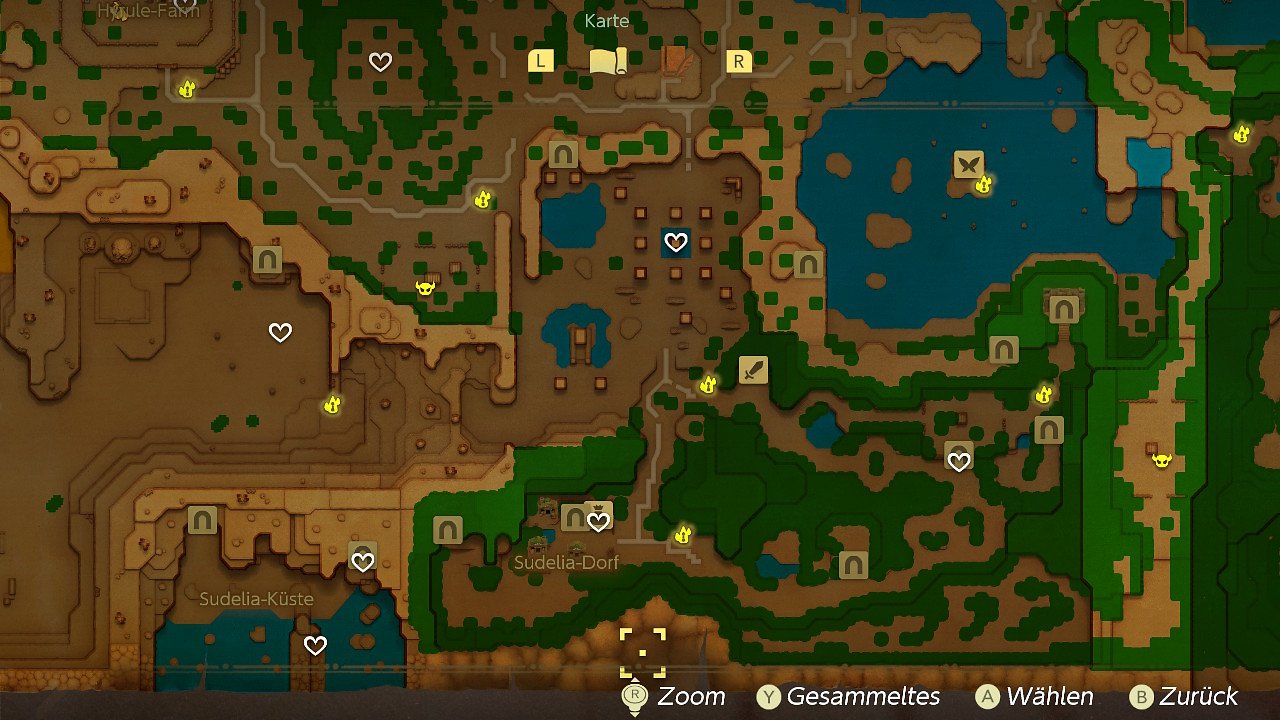 Zelda Echoes of Wisdom Karte Herzteile Sudelia