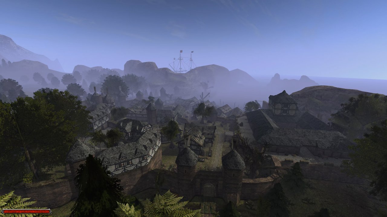 Die Hafenstadt Khorinis in Gothic 2