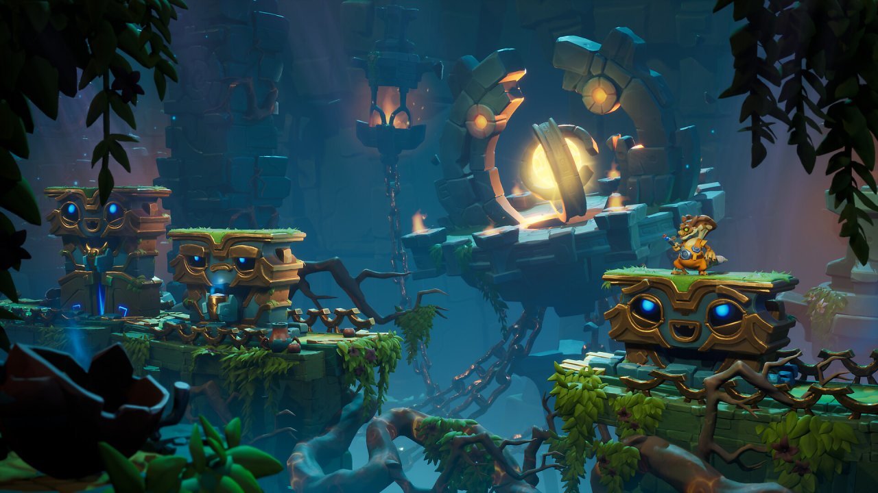 Eine Schlange steht auf einer alten Tempelanlage.