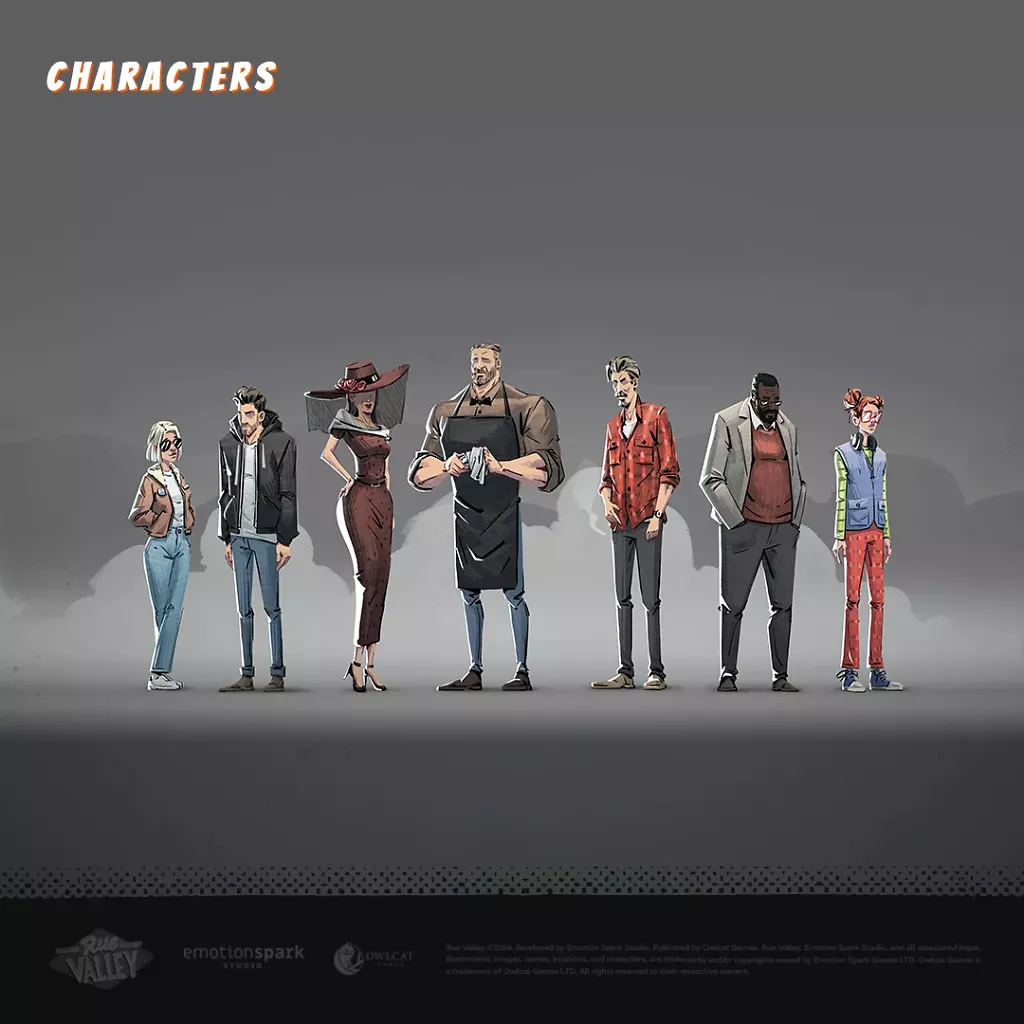 Der Cast von Rue Valley.