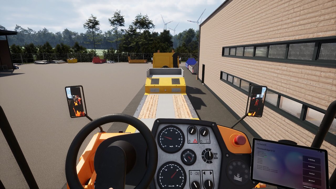 Ego-Ansicht in einem Fahrzeug im Straßenmeisterei Simulator 2