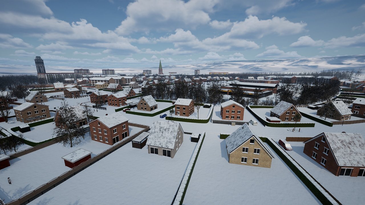 Eine Übersicht über die Stadt im Straßenmeisterei Simulator 2