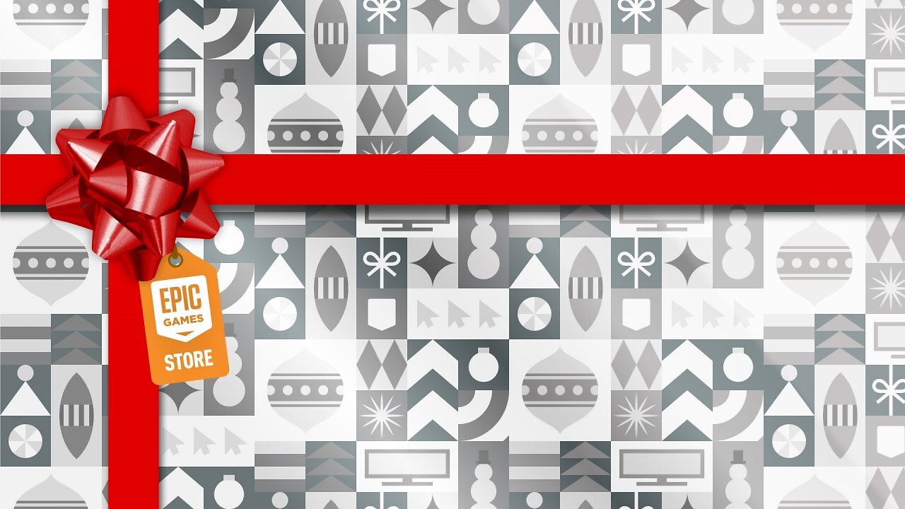 Das typische Geschenkpapier als Ankündigungs-Grafik des Epic Games Store.