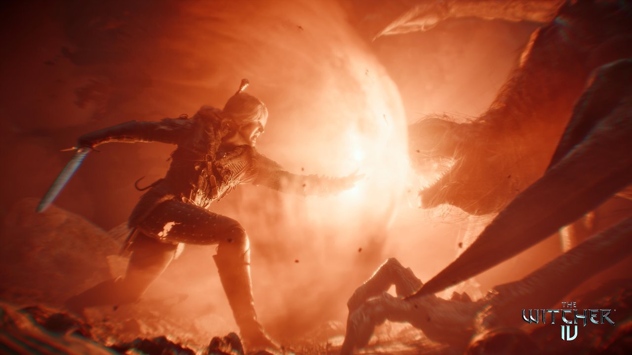 Ciri nutzt Magie, um gegen ein Monster zu kämpfen (the Witcher 4)