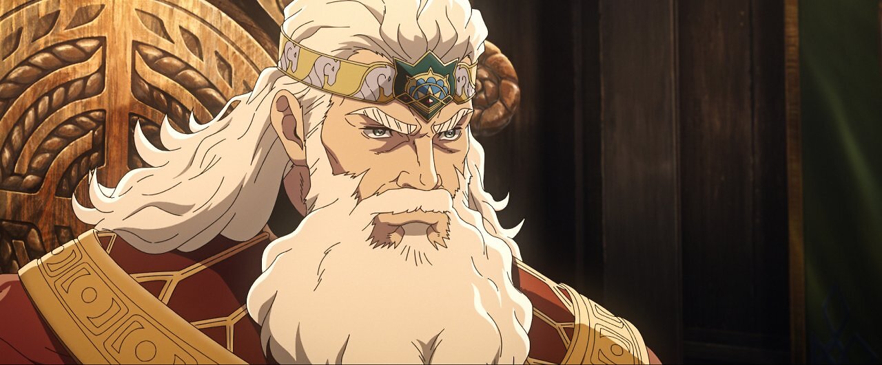 König Helm blickt finster drein