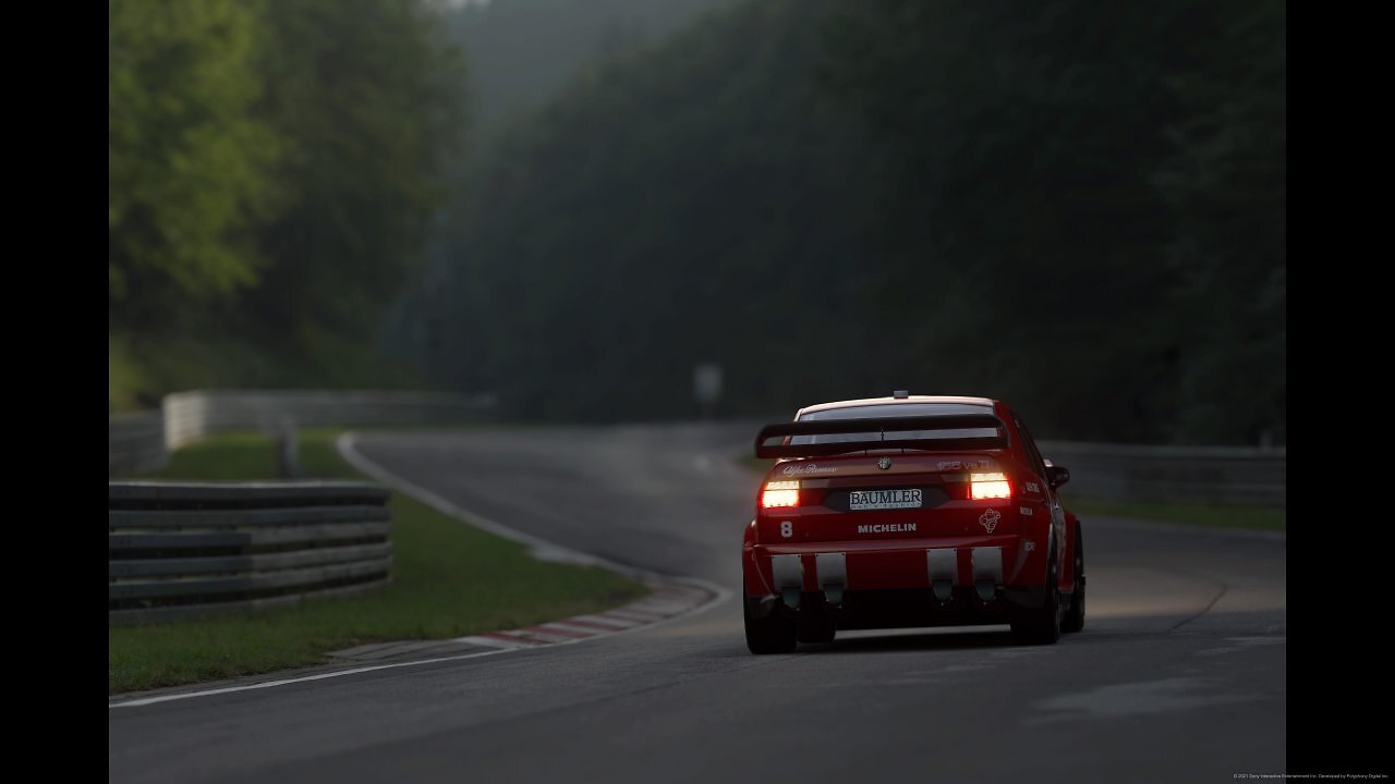 Ein Alfa Romeo in der Heckansicht auf der Nordschleife