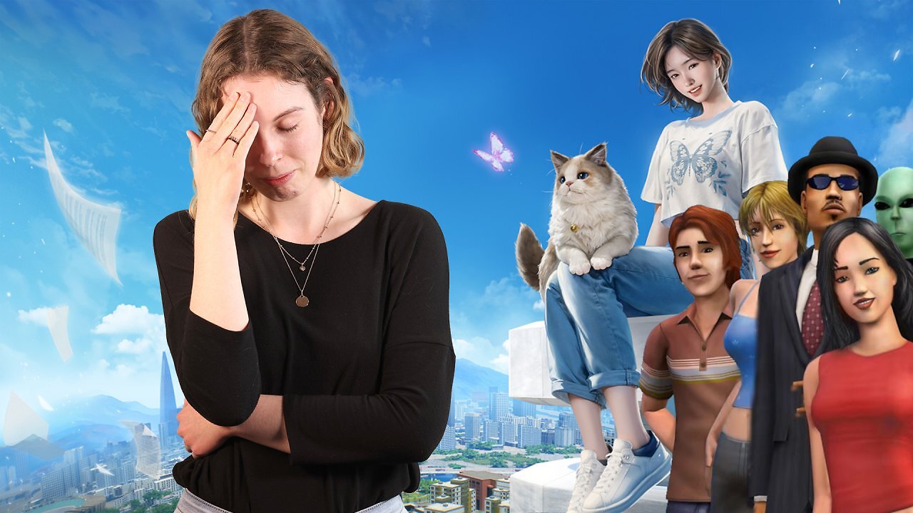 Die Autorin neben Charakteren aus inZOI und Sims 2