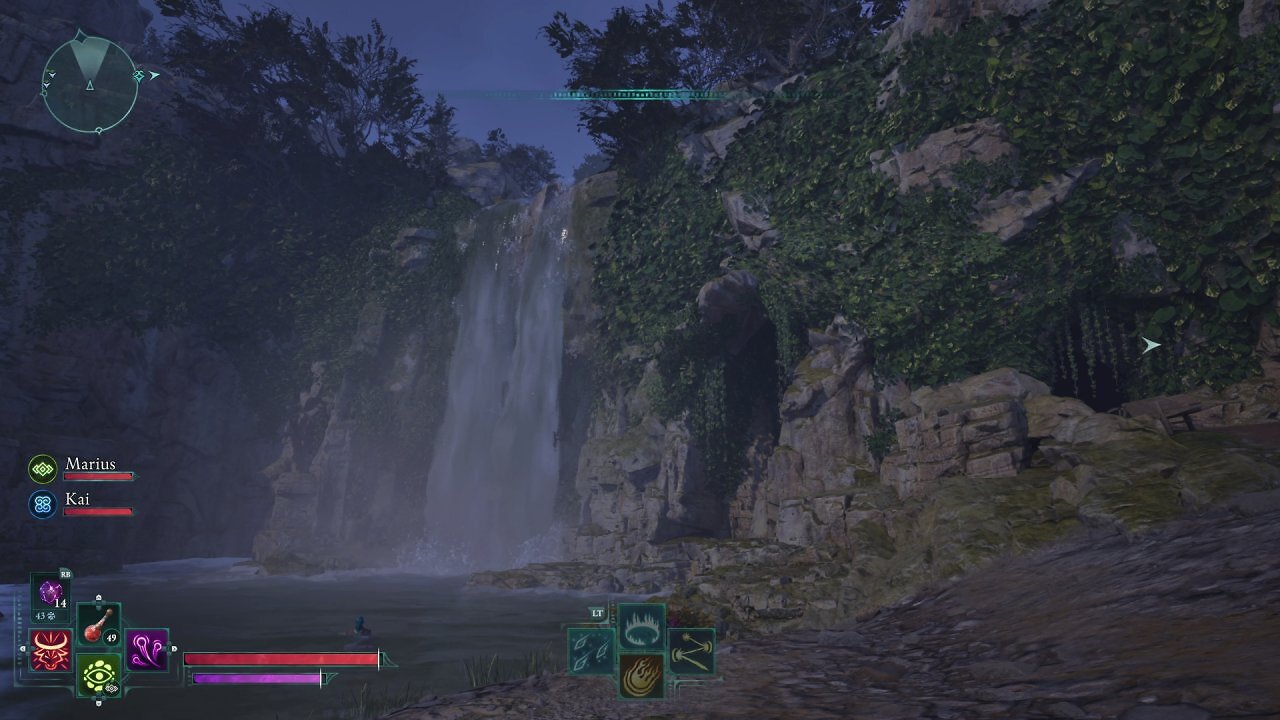 Ein Wasserfall in Avowed.
