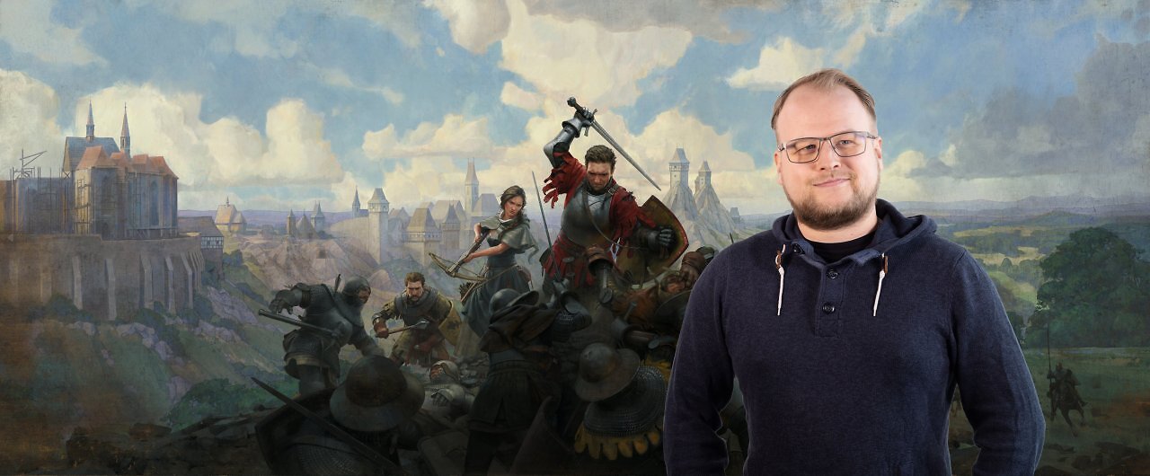 Das Key Artwork von Kingdom Come Deliverance 2 mit dem Redakteur und Rollenspielexperten Carlo Siebenhüner
