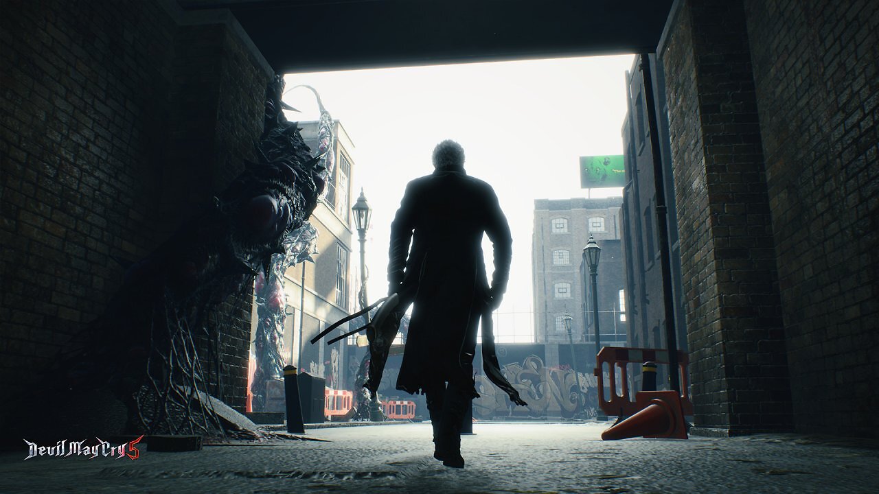 Vergil tritt aus einer Gasse