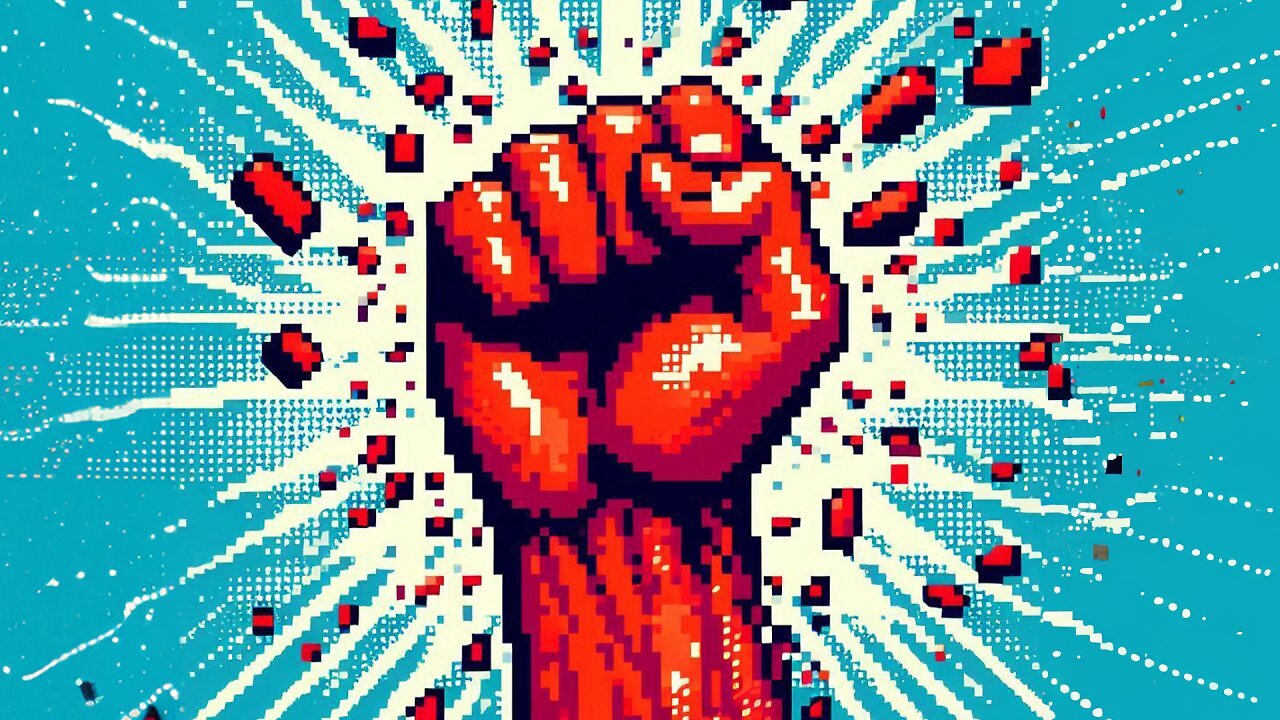 Erhobene Faust Pixelgrafik