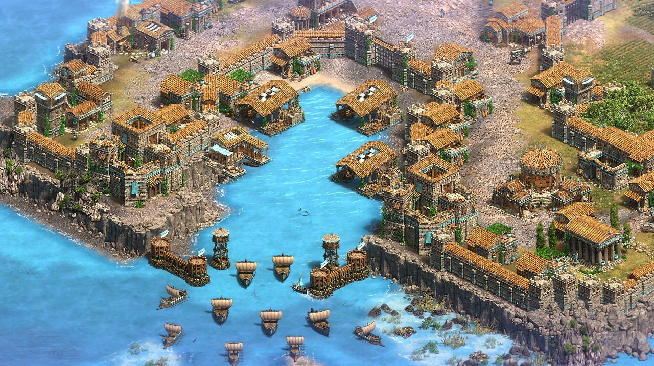 Eine Hafenstadt in Age of Empires 2: Chronicles - Battle for Greece.